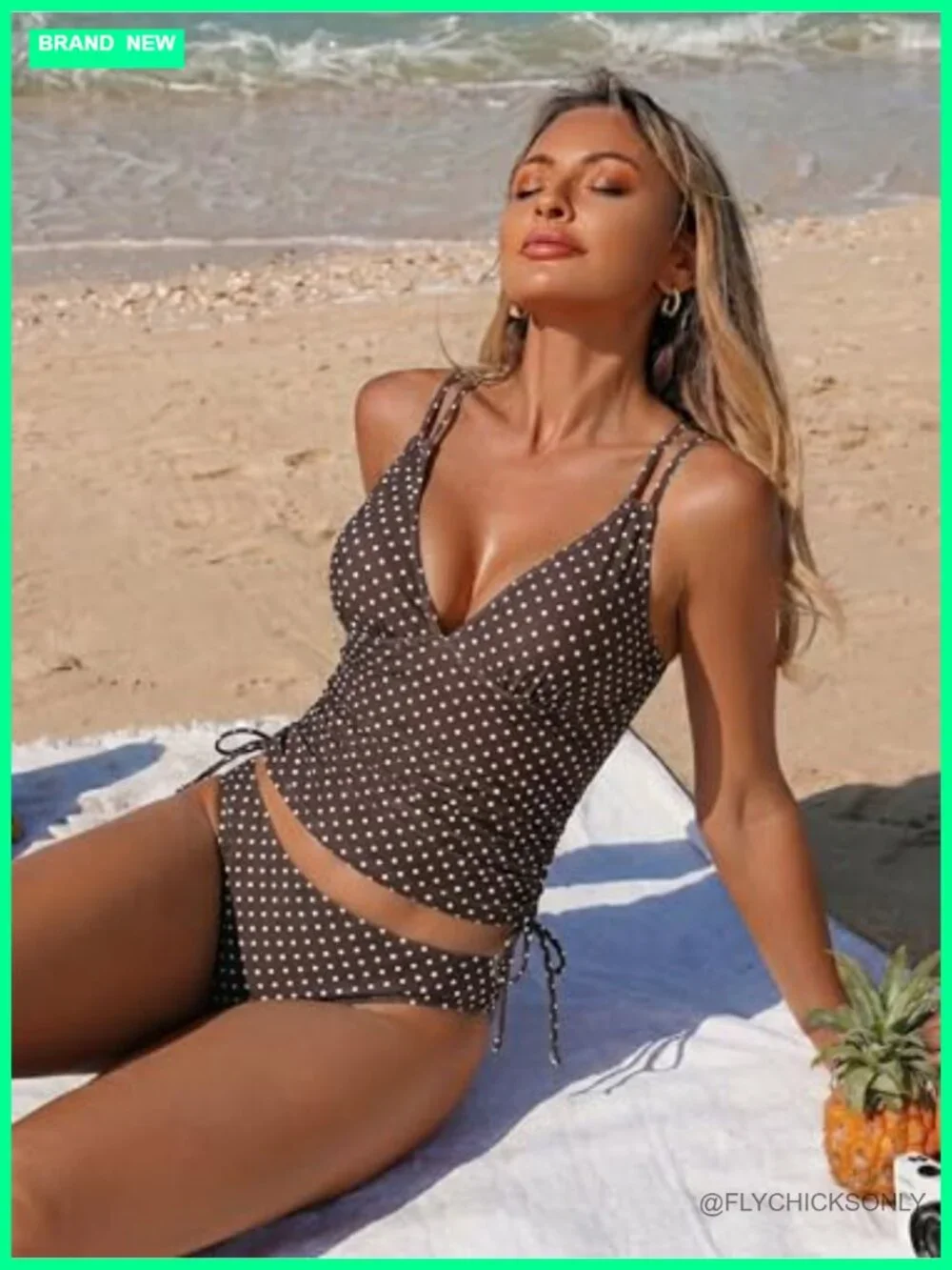 ZAFUL Tankini Two Piece Swimsuit Tummy Control V-Neck Spaghetti Strap Cheeky